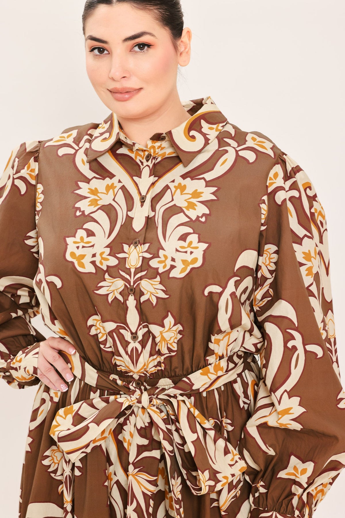 VESTIDO MAXI DE CAMISA TEJIDA AMBER MEDALLION