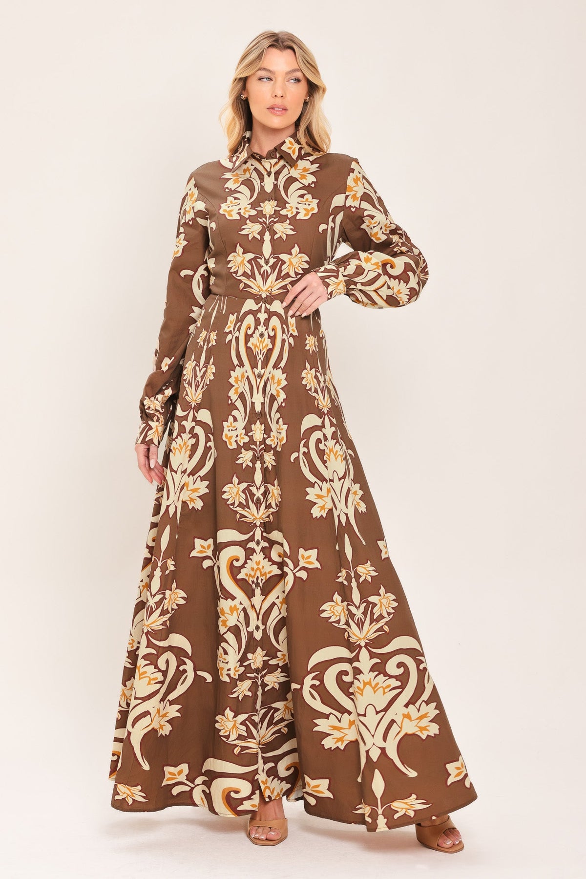 VESTIDO MAXI DE CAMISA TEJIDA AMBER MEDALLION