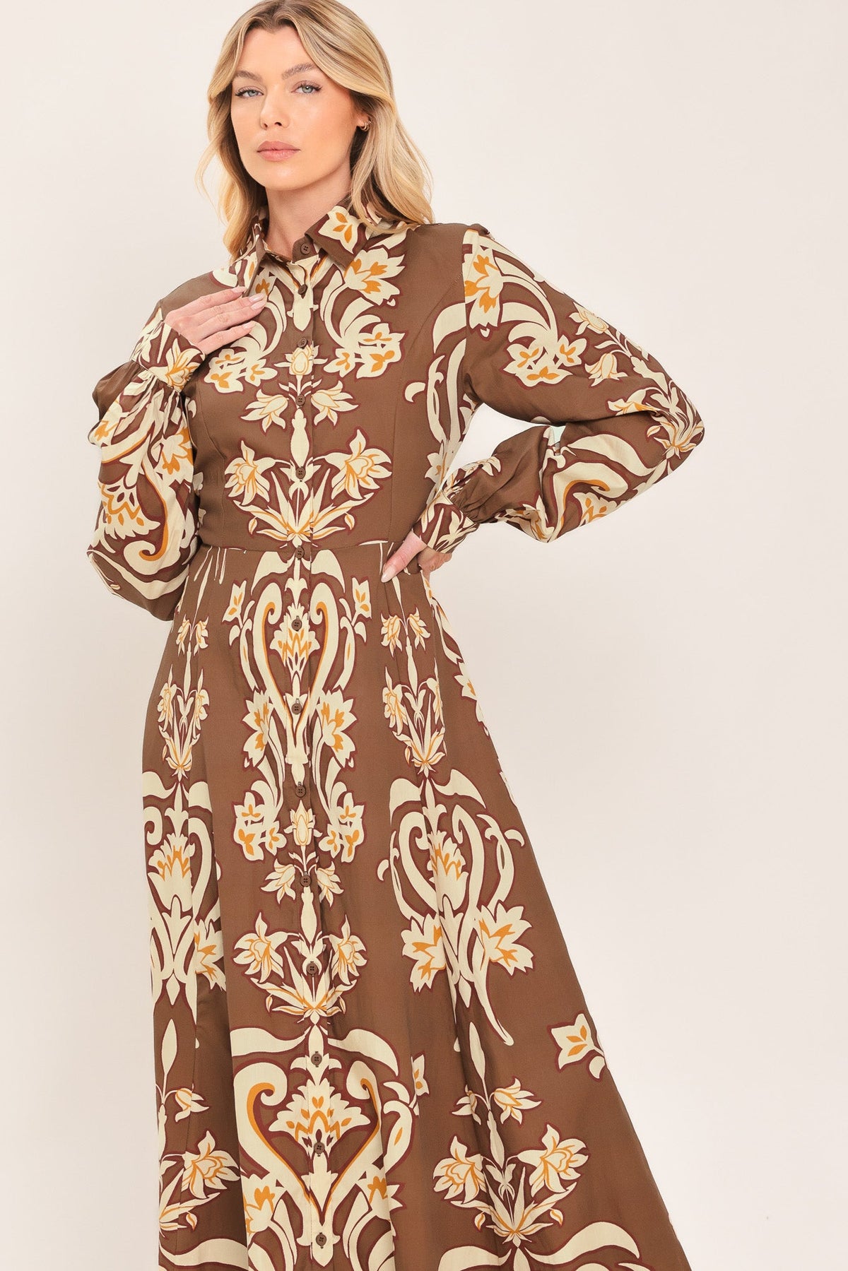 VESTIDO MAXI DE CAMISA TEJIDA AMBER MEDALLION