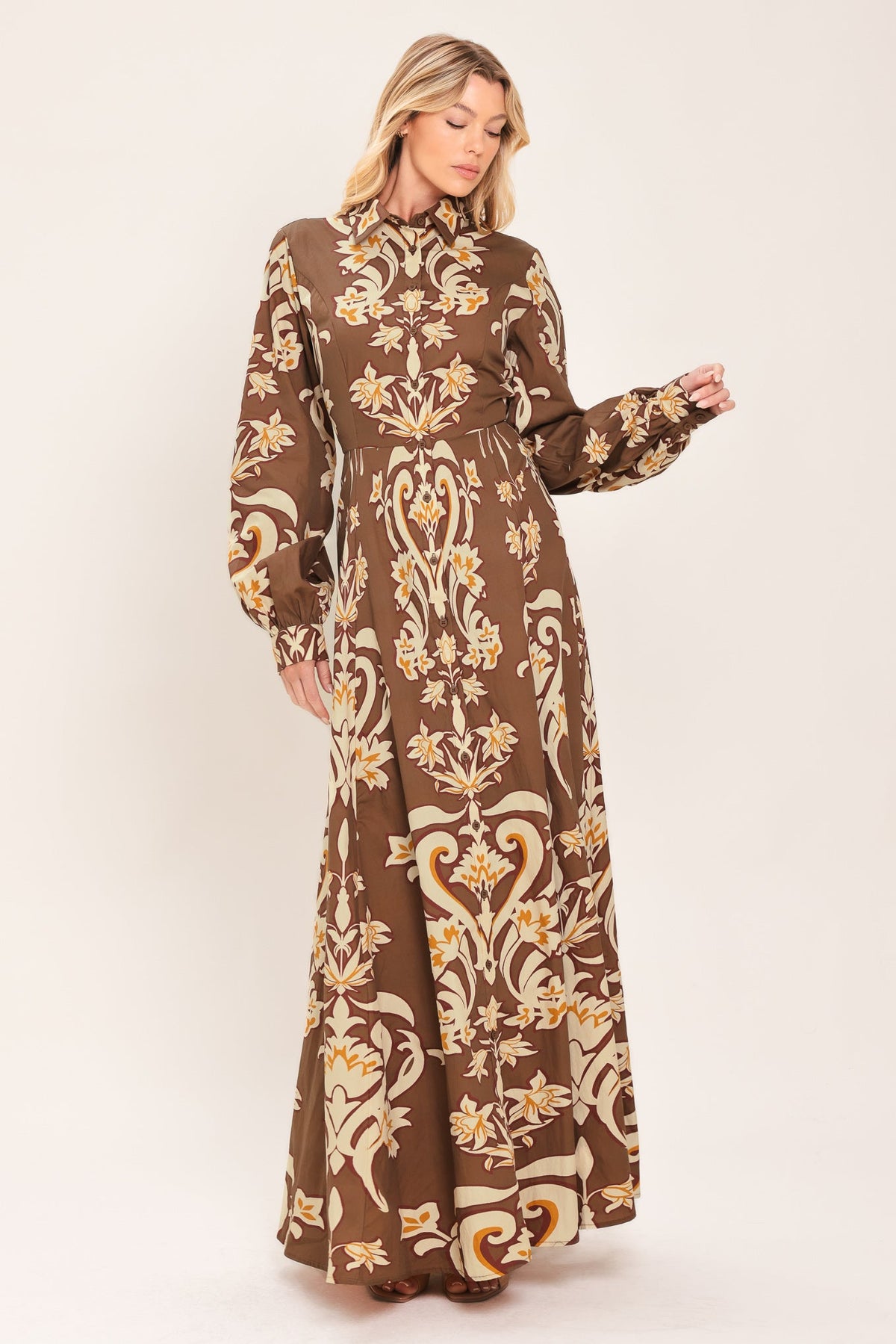 VESTIDO MAXI DE CAMISA TEJIDA AMBER MEDALLION
