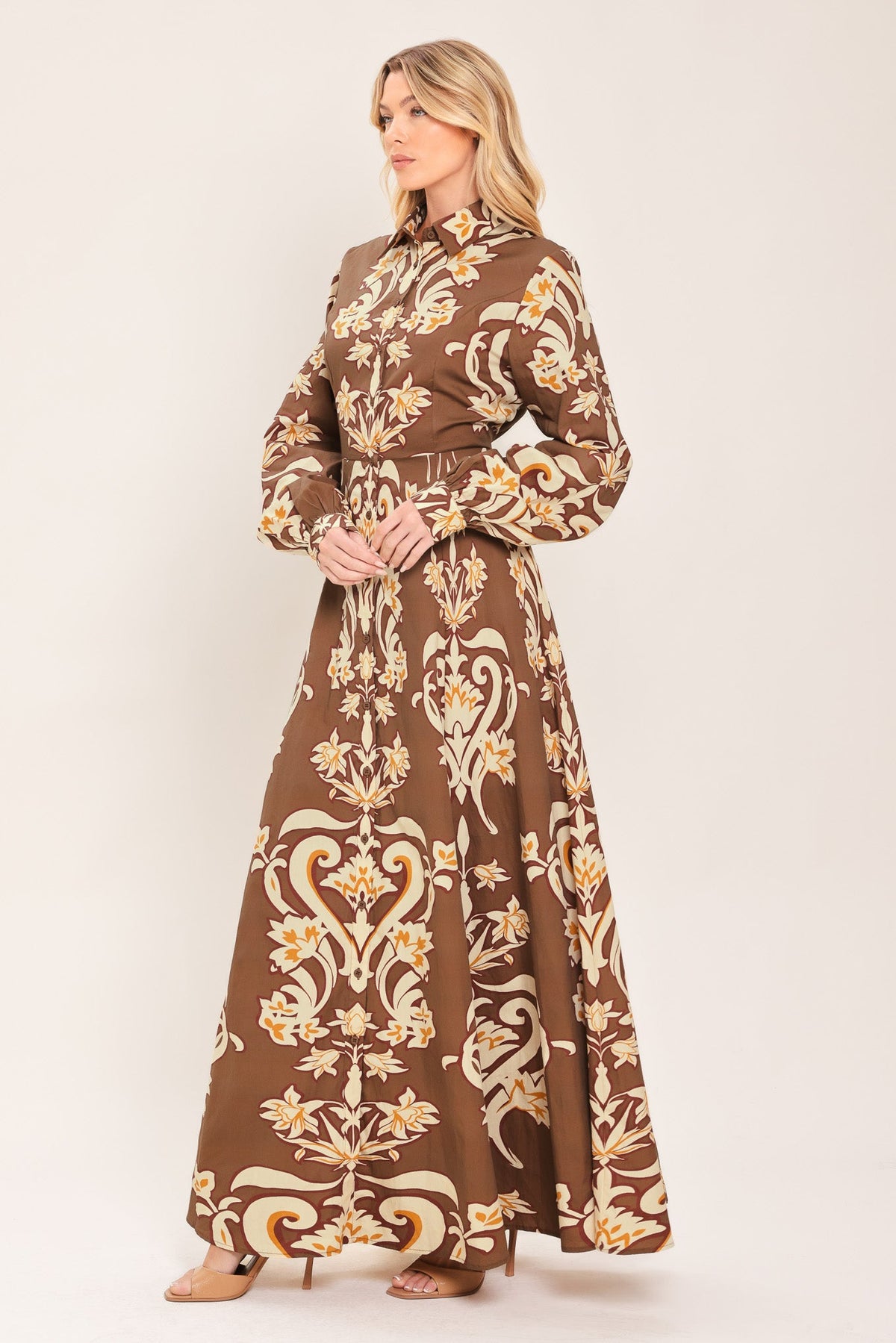VESTIDO MAXI DE CAMISA TEJIDA AMBER MEDALLION