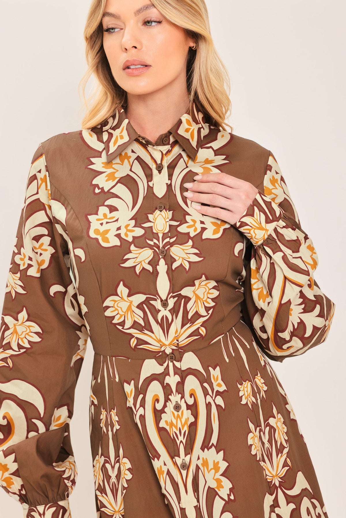 VESTIDO MAXI DE CAMISA TEJIDA AMBER MEDALLION