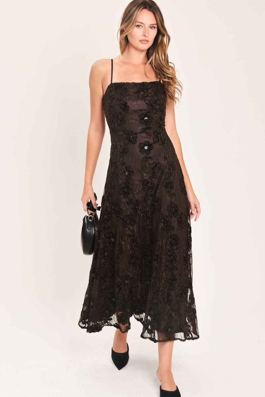 GOLDEN HOUR BROWN TEXTURED STRAPPY ANKLE DRESS