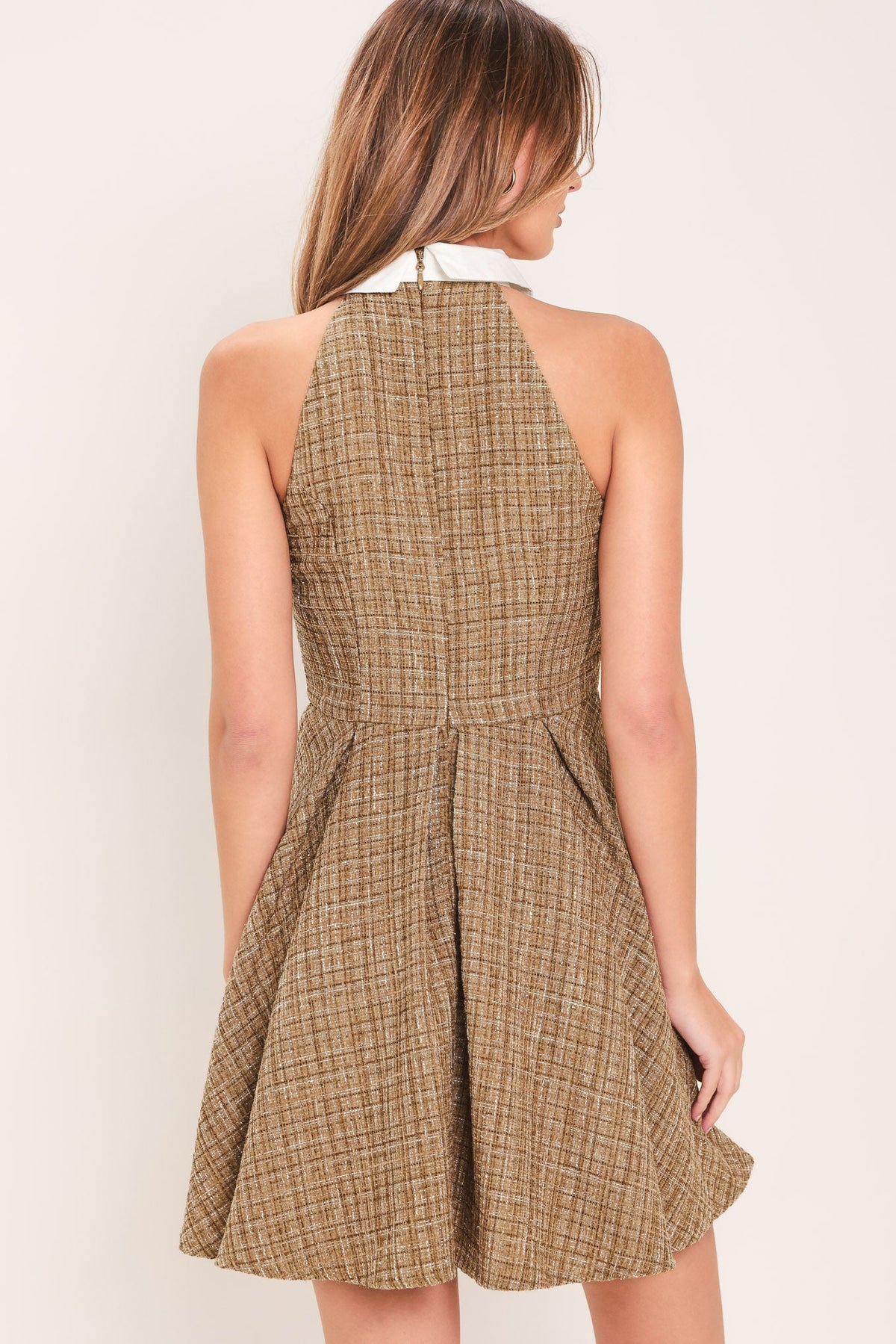 VESTIDO CORTO DE TWEED CON CUELLO CAMBRIDGE