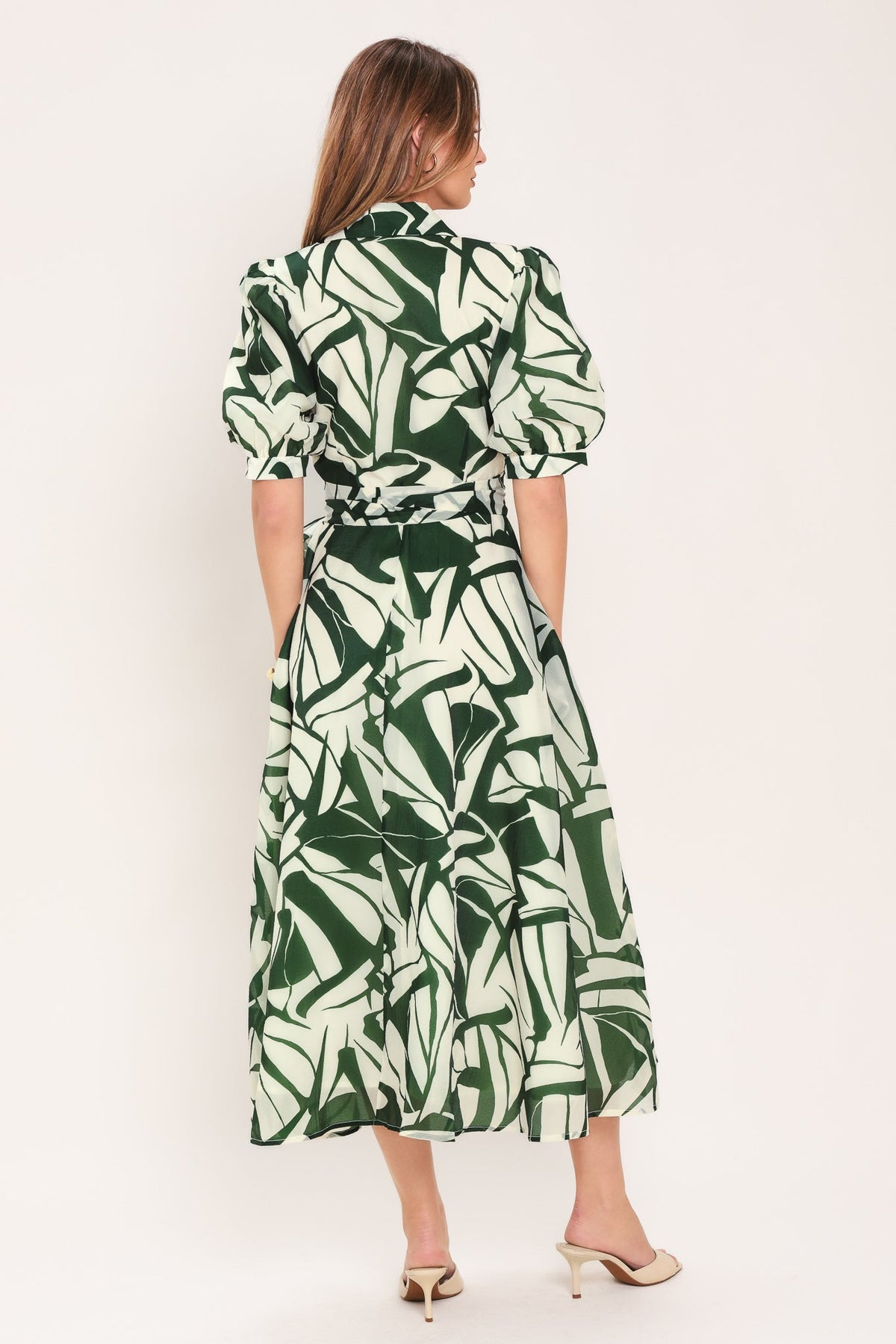 VESTIDO MIDI TIPO WRAP DE TEJIDO BOTANICAL BREEZE