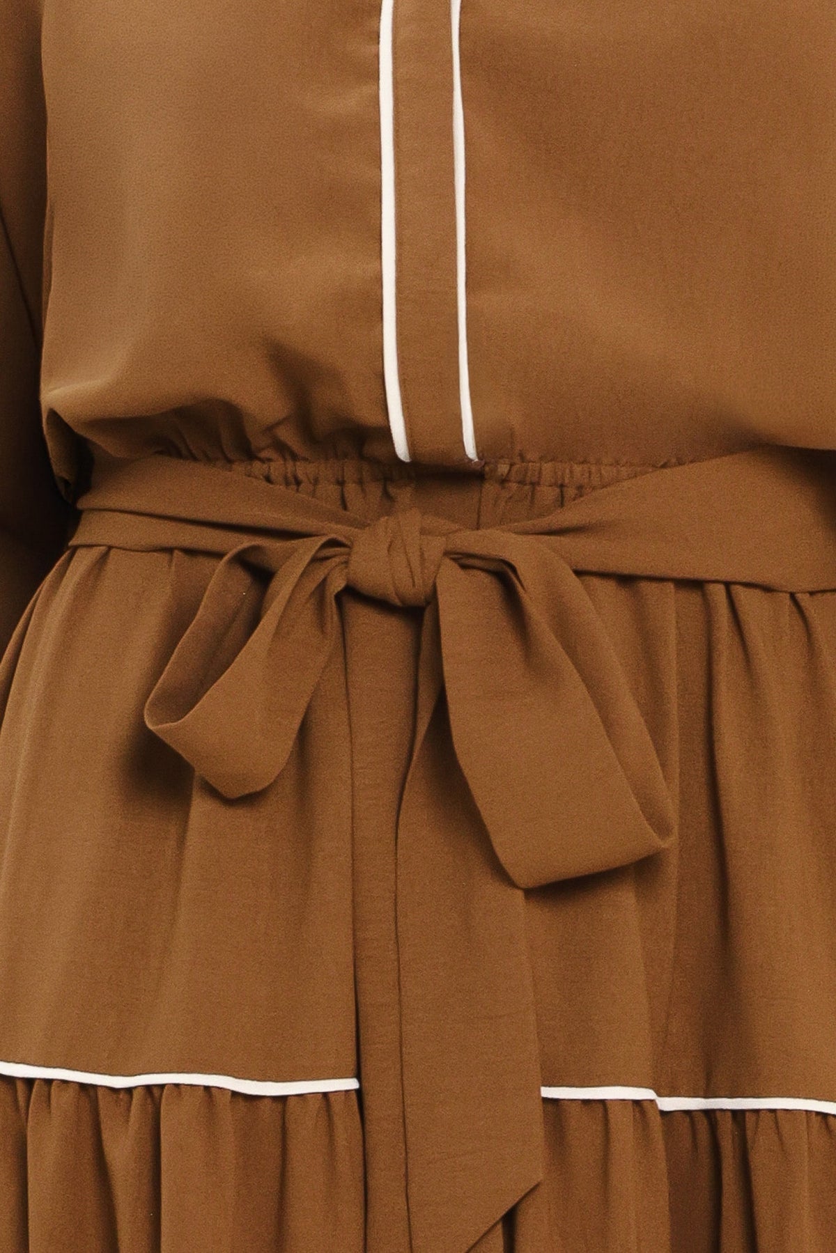 VESTIDO MIDI DE ALGODÓN CON VOLANTES COLOR MAPLE
