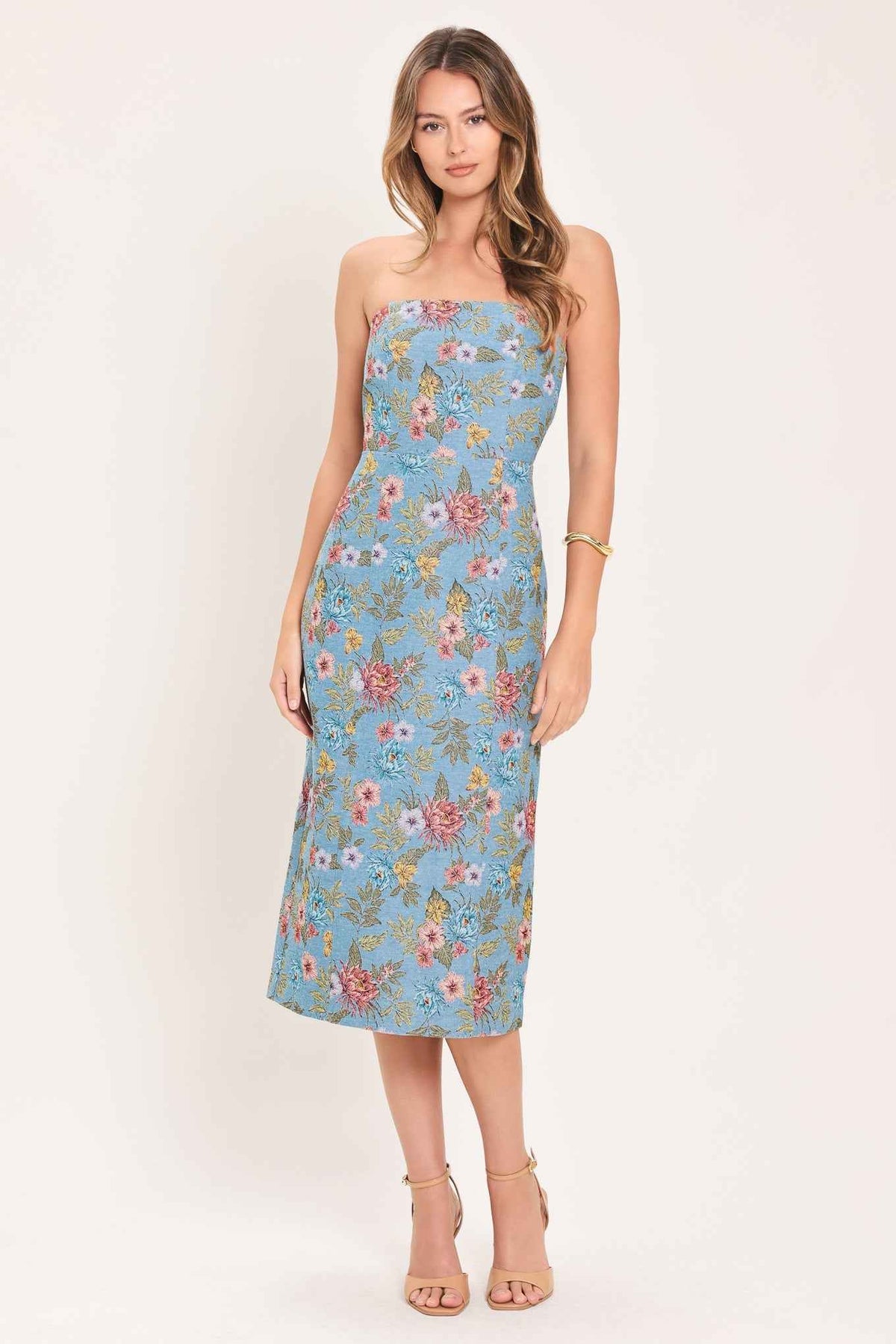 CELESTIAL GARDEN JACQUARD WOVEN TUBE DRESS