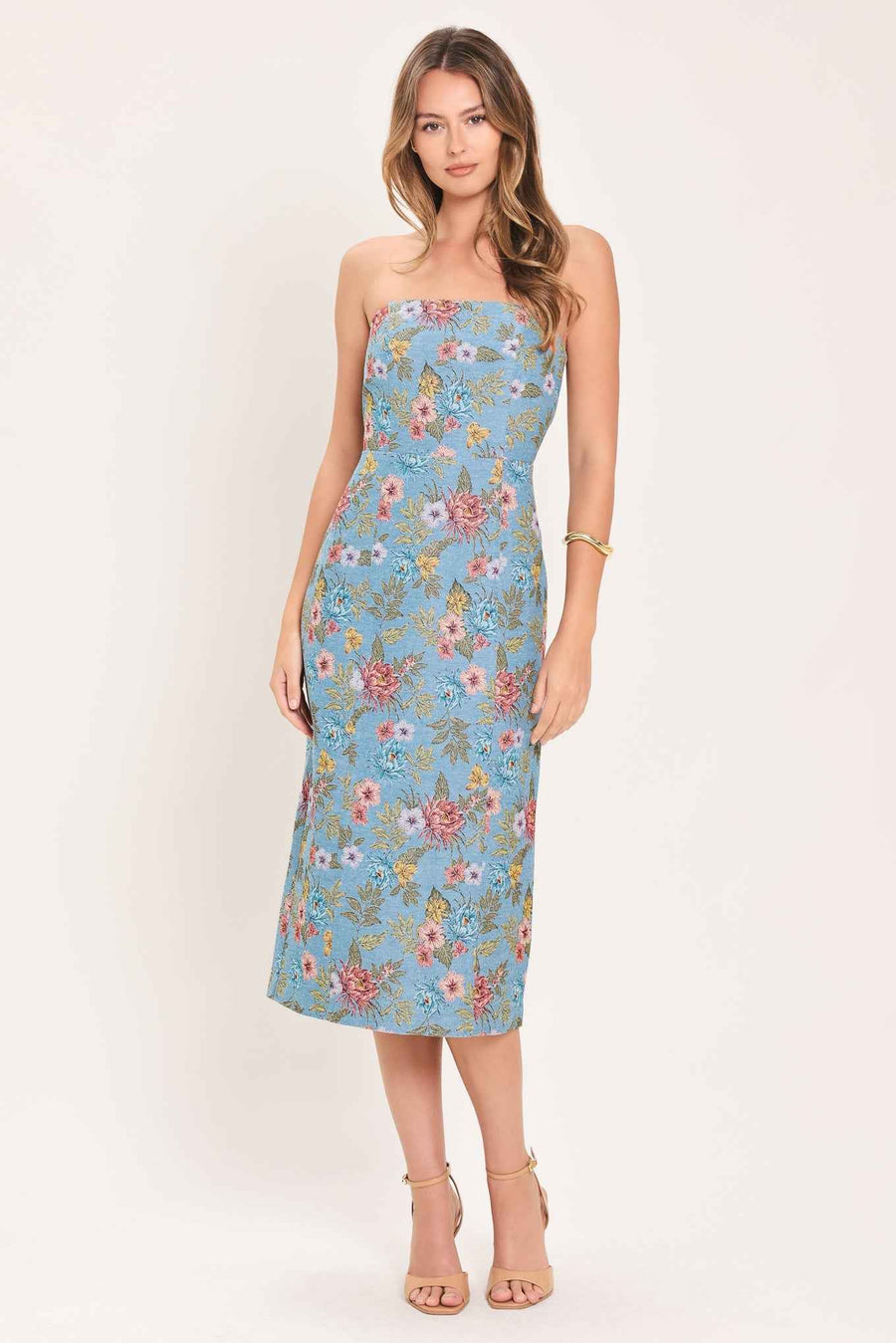 CELESTIAL GARDEN JACQUARD WOVEN TUBE DRESS