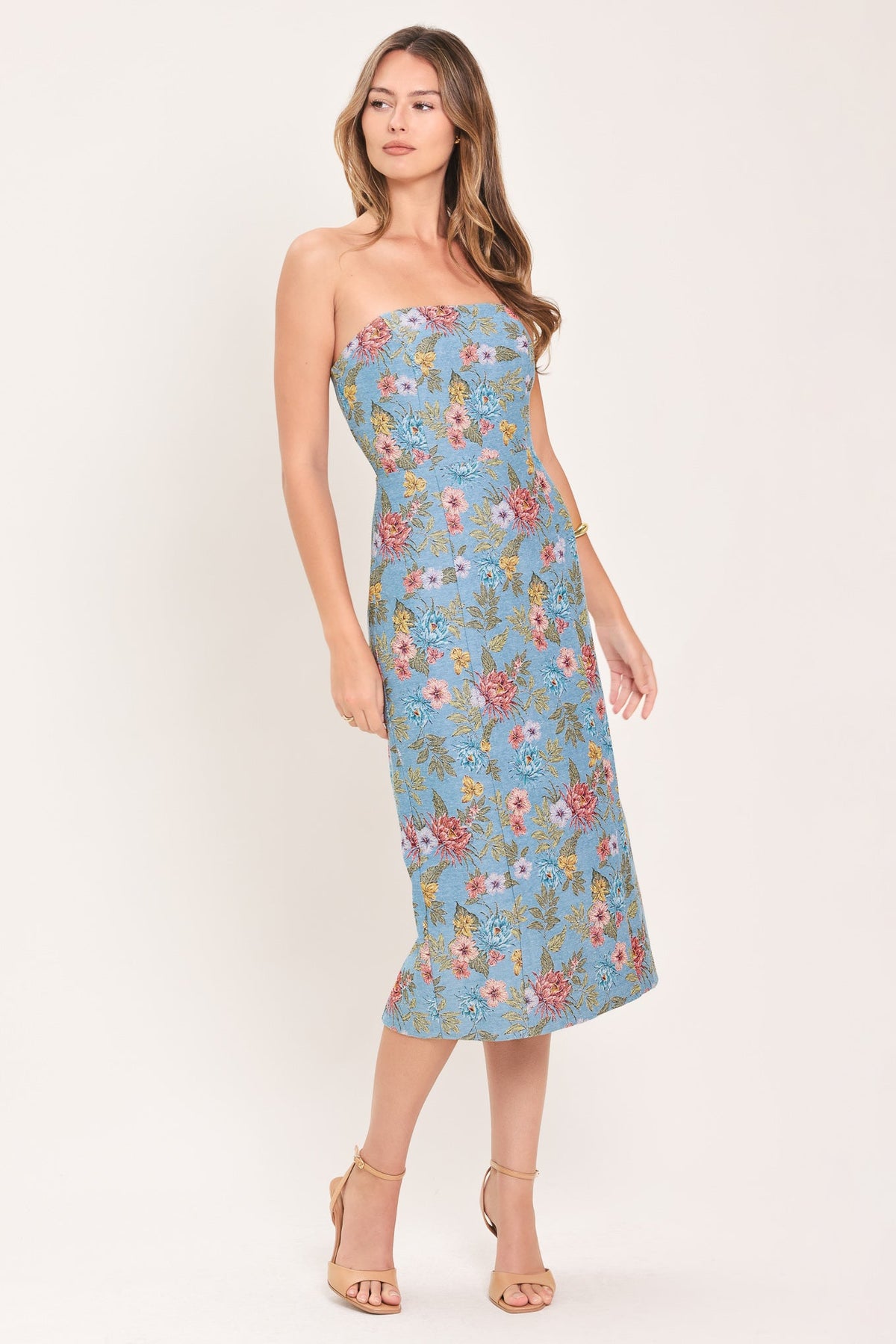 VESTIDO TUBO DE JACQUARD CELESTIAL GARDEN