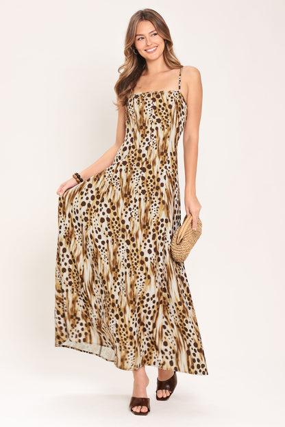 CHEETAH TRAIL WOVEN MAXI DRESS