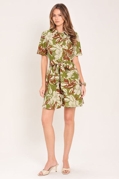 VERDANT ESCAP WOVEN MINI SHIRT DRESS
