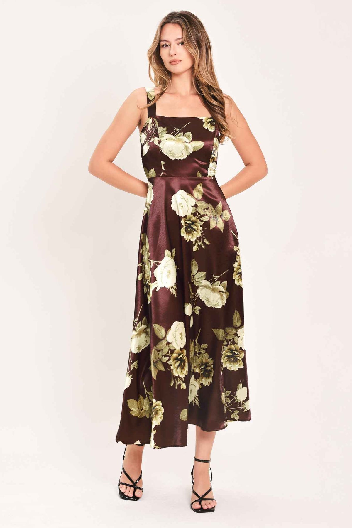 WINE GARDEN LULLABY WOVEN MIDI DRESS