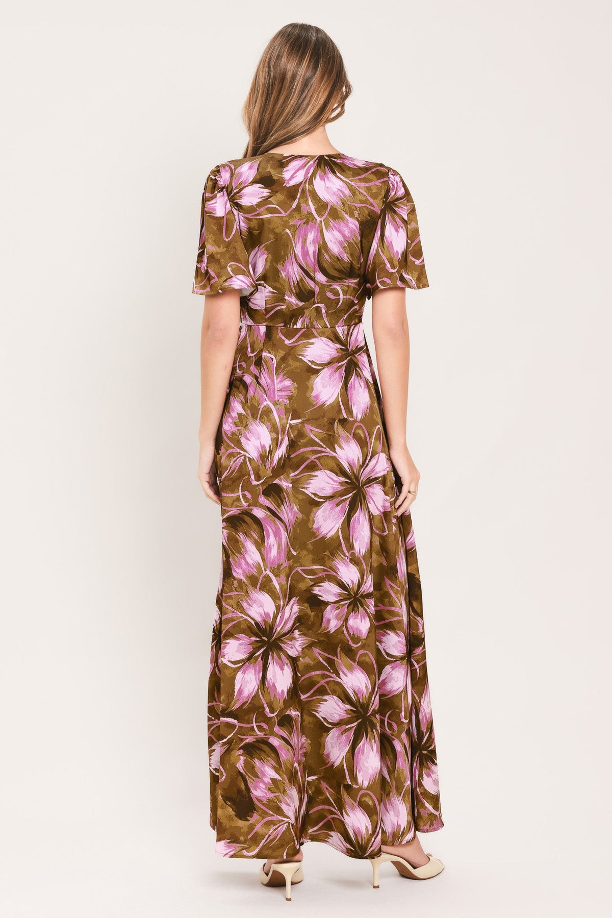 VESTIDO LARGO TIPO WRAP DE TELA TEJIDA VIOLET GARDEN DRIFT