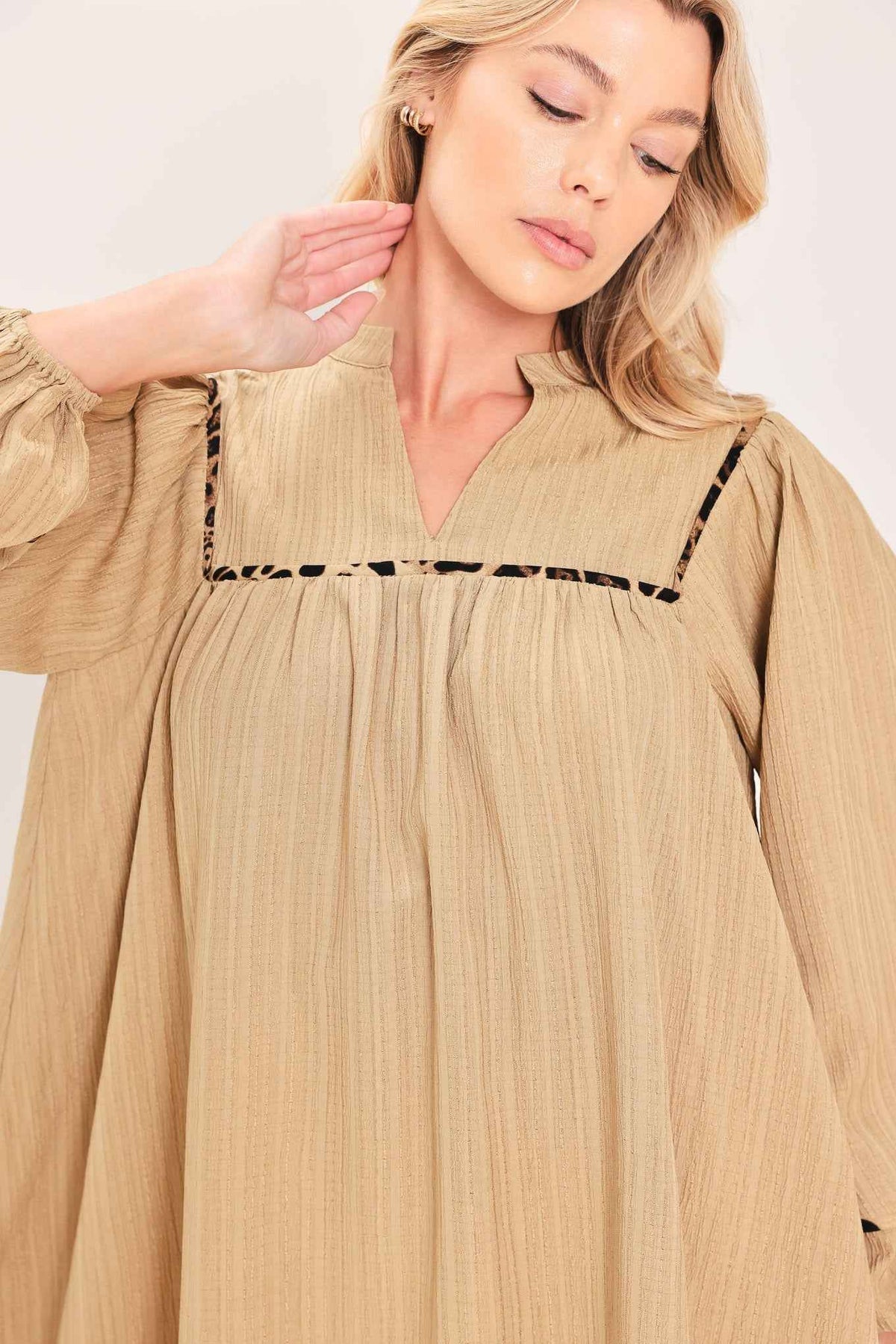 NATURAL LINEN MELODY WOVEN MINI DRESS