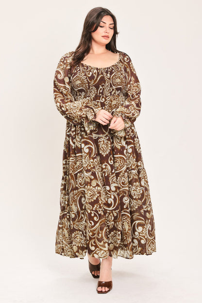 CEDAR SWIRL SONATA WOVEN MIDI DRESS