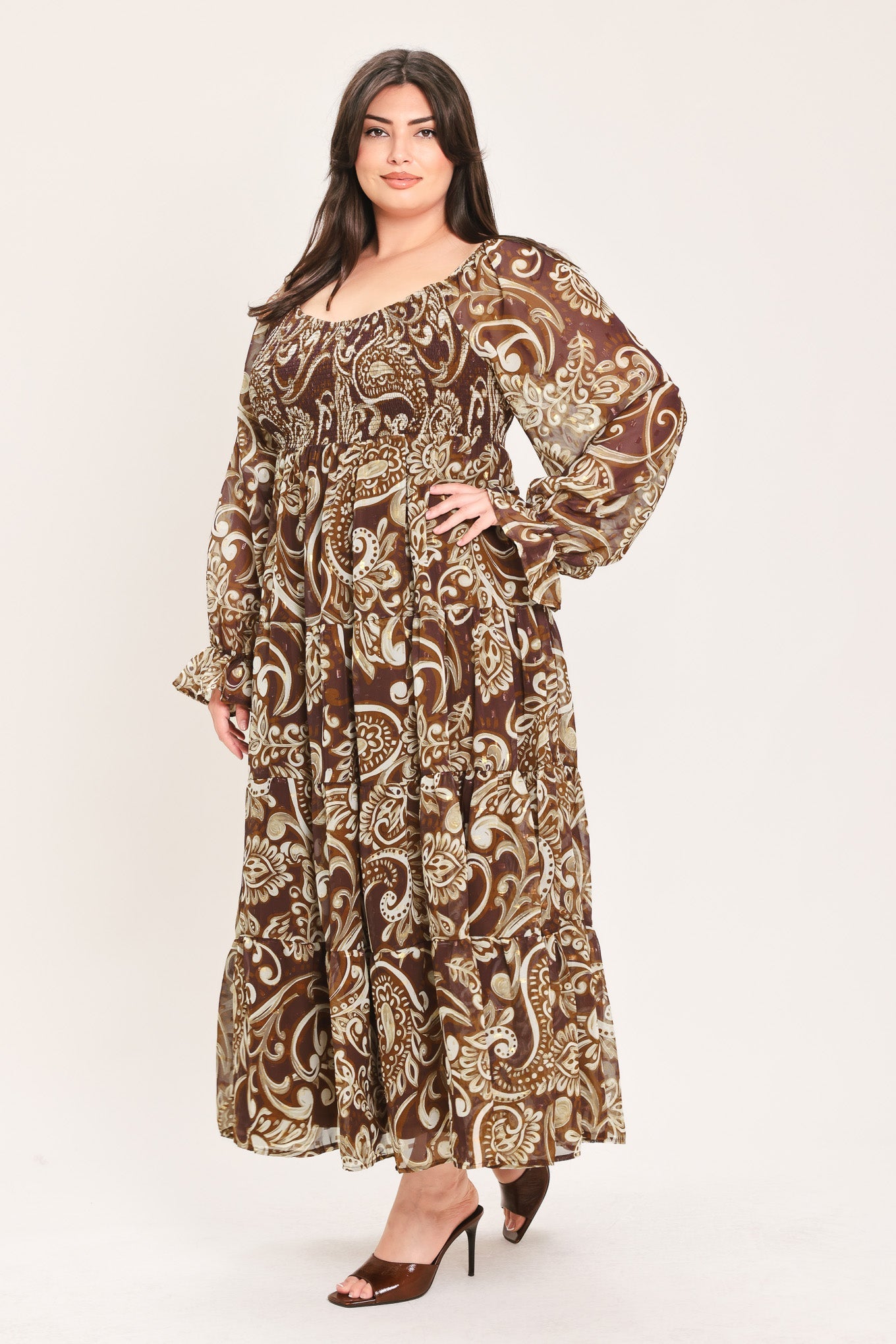 CEDAR SWIRL SONATA WOVEN MIDI DRESS