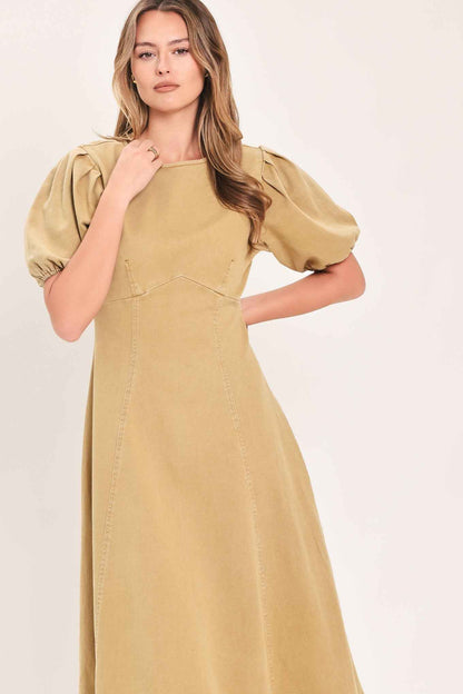 OCHRE COTTAGE POISE WOVEN MIDI DRESS