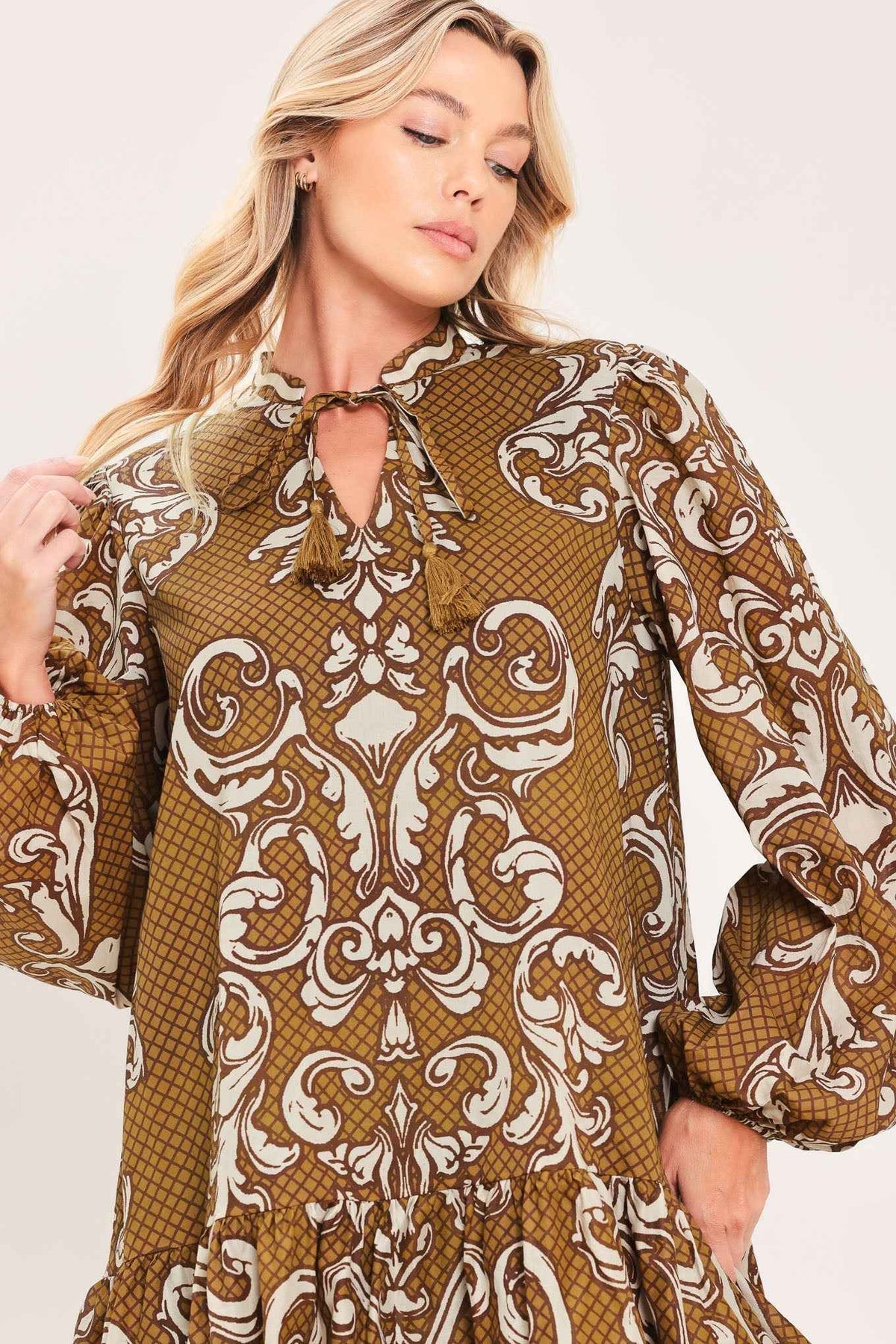 MAPLE MANOR FLOUNCE WOVEN MINI DRESS