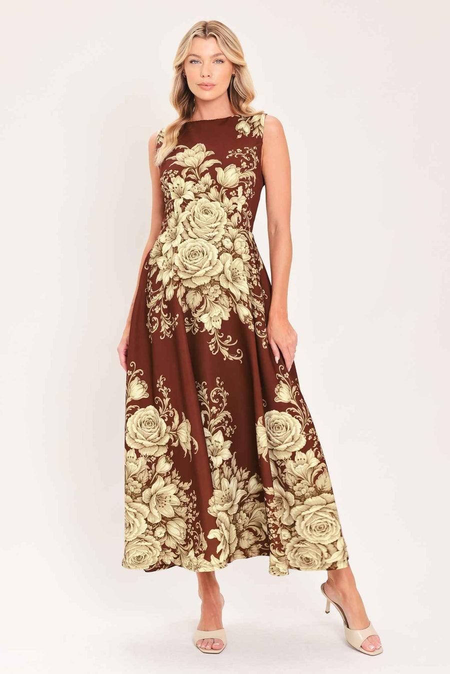 ANTIQUE PETAL REGALIA WOVEN MIDI DRESS