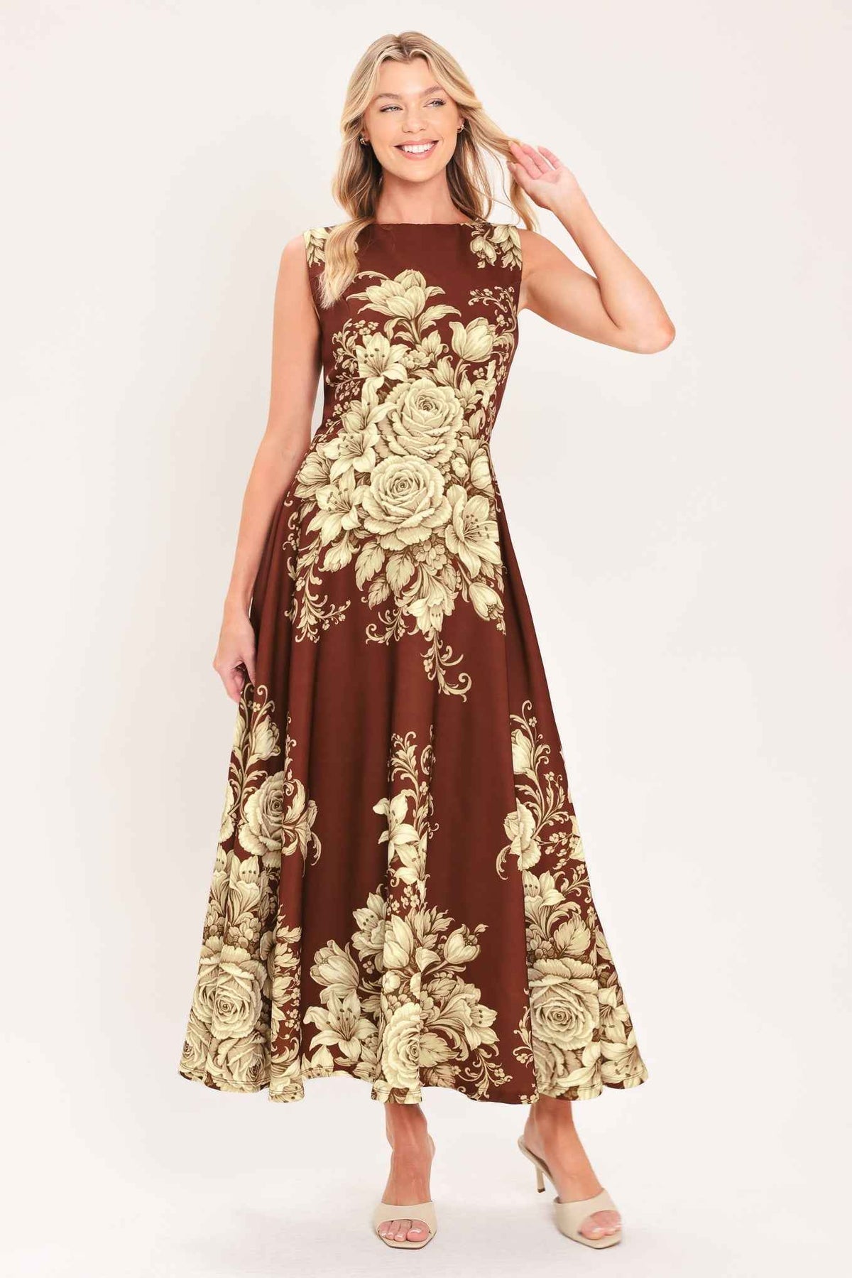 ANTIQUE PETAL REGALIA WOVEN MIDI DRESS