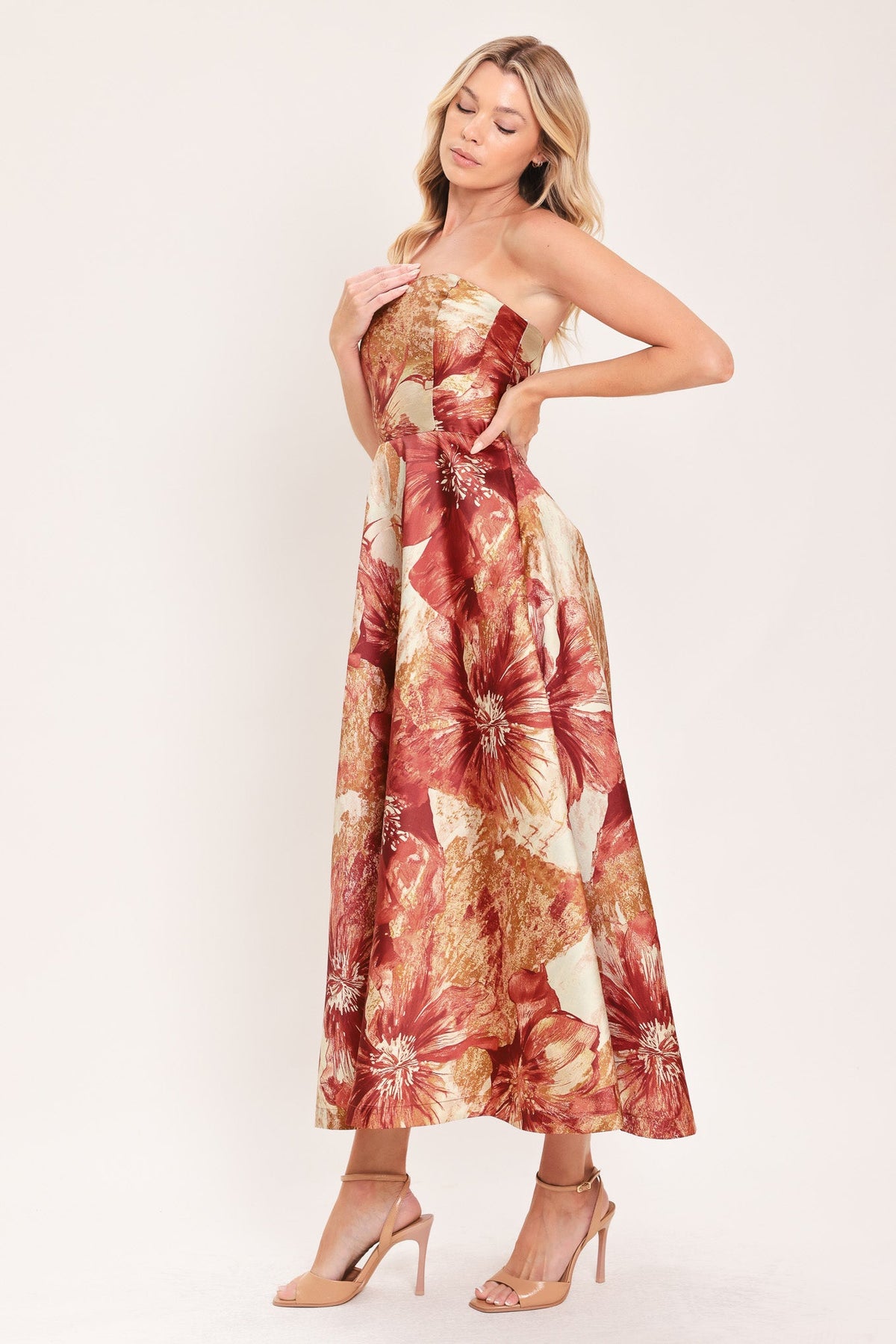 VESTIDO MIDI TEJIDO CINNAMON FLORA DRIFT