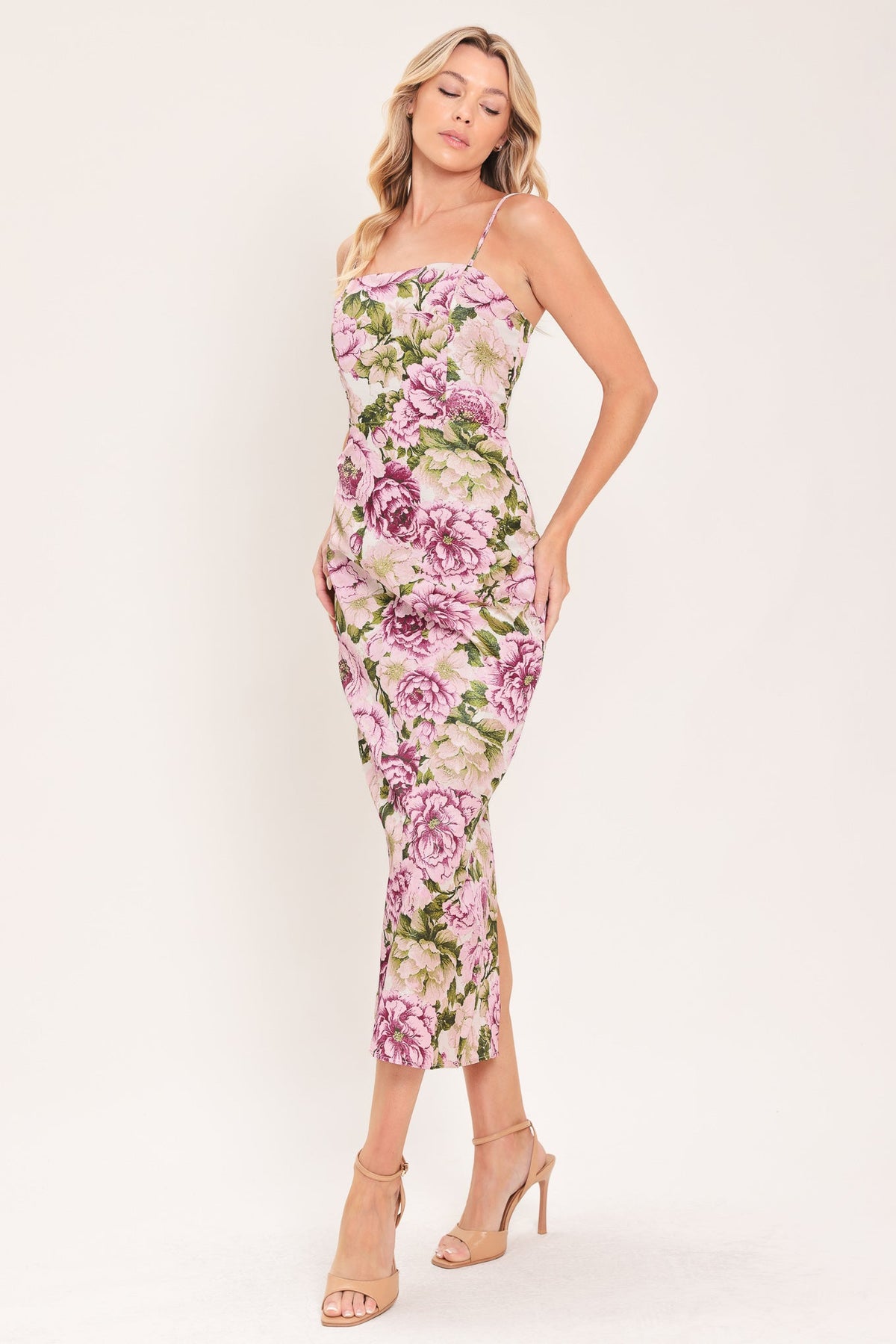 VESTIDO COLUMNA TEJIDO EN JACQUARD POWDER PETAL POISE
