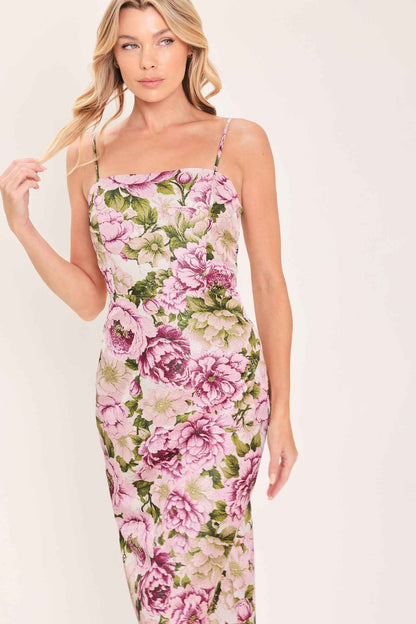 POWDER PETAL POISE JACQUARD WOVEN COLUMN DRESS