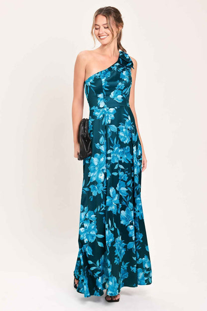 AQUAMARINE BLOOM FANTASIA WOVEN MAXI DRESS