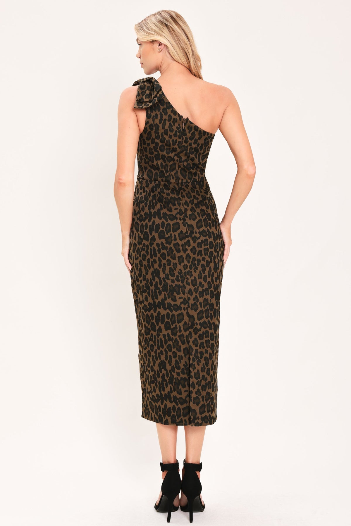 VESTIDO MIDI TEJIDO LEOPARD NOIR MUSE