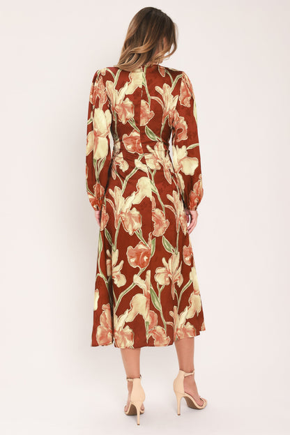 FALLING FOR YOU FAUX WRAP MIDI DRESS