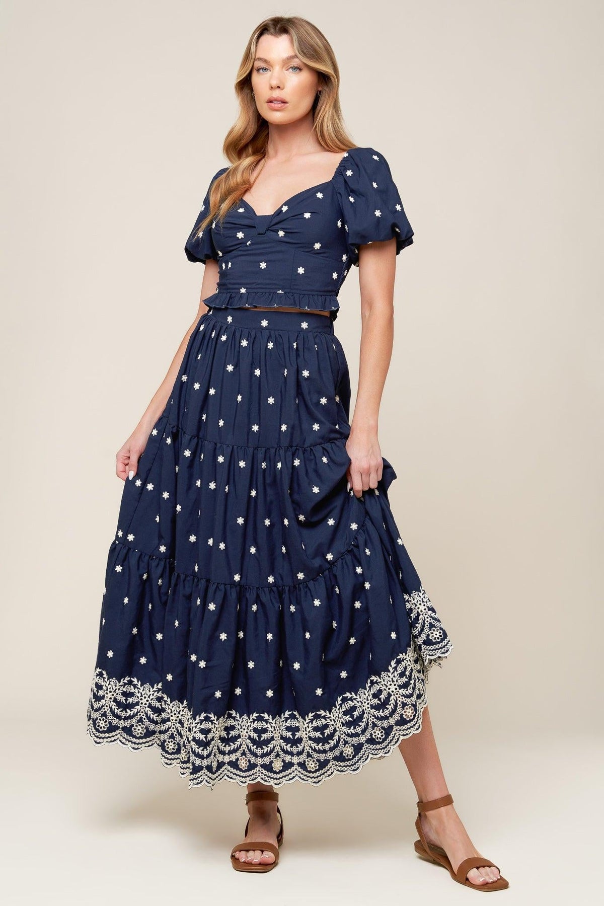 FALDA MIDI TEJIDA BEBE ALERT AZUL MARINO
