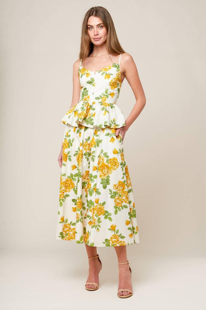 EVERY SUNDAY CREAM WOVEN MIDI SKIRT