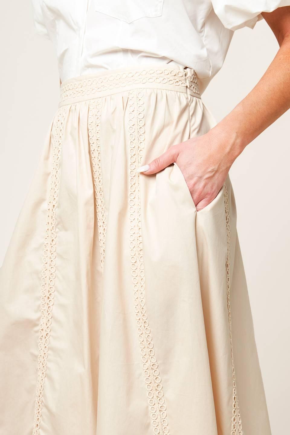 LAYTON CREAM WOVEN MIDI SKIRT