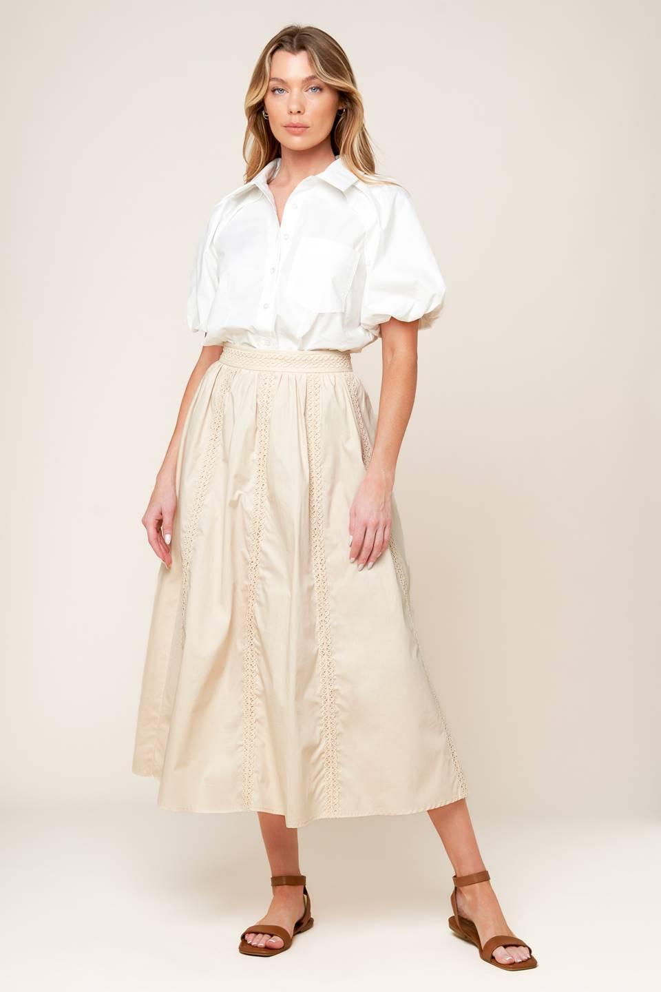 LAYTON CREAM WOVEN MIDI SKIRT