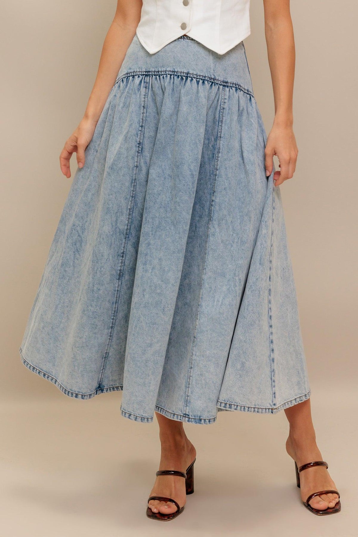 FALDA MIDI VAQUERA MEZCLA AMERICANA