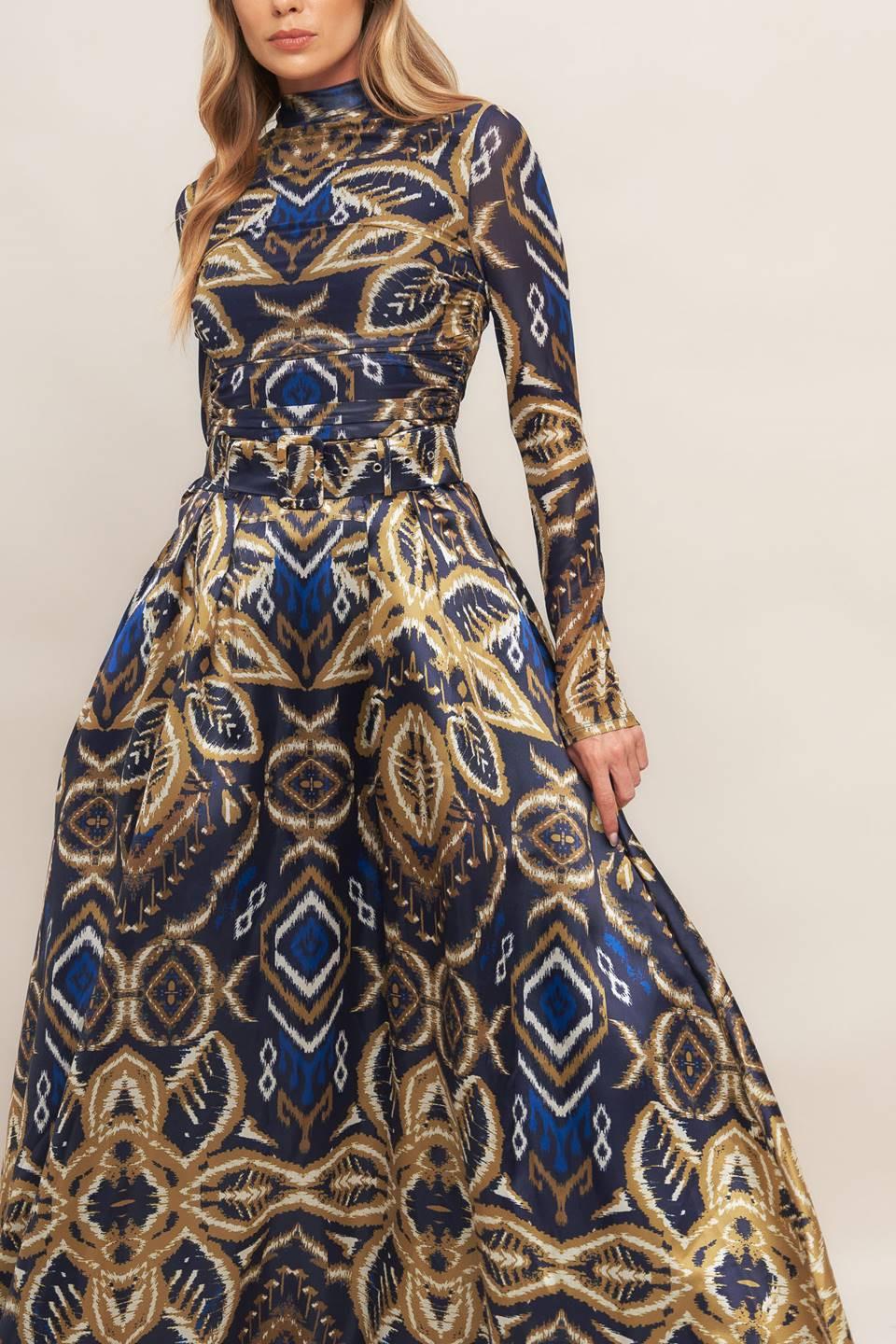 NIGHTFALL DRAPE WOVEN MAXI FULL SKIRT
