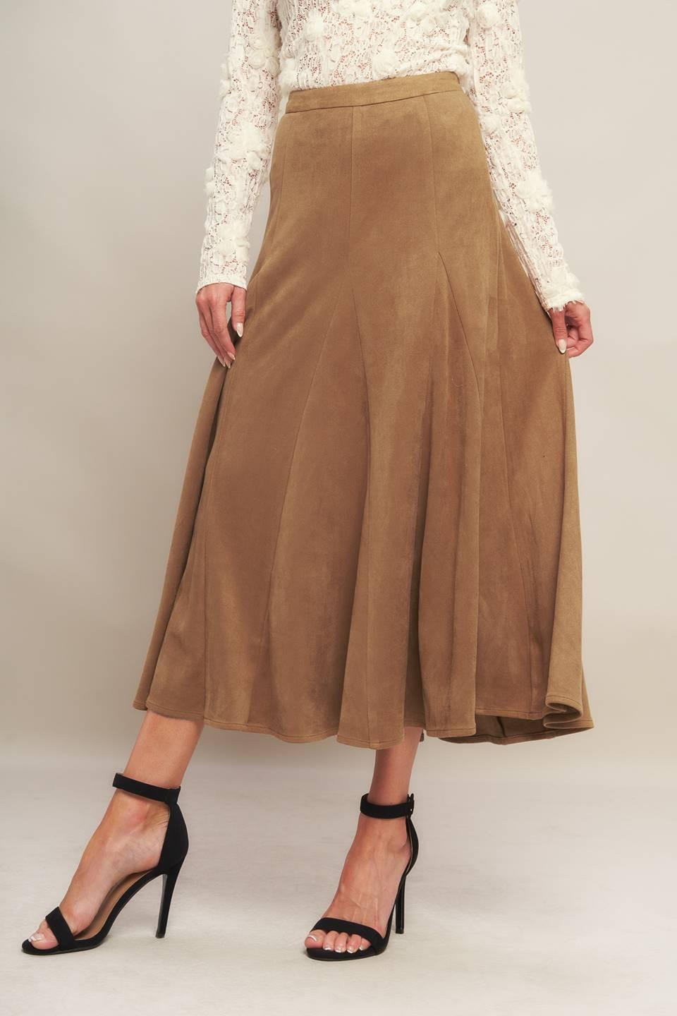 URBAN CHIC FAUX SUEDE MIDI SKIRT
