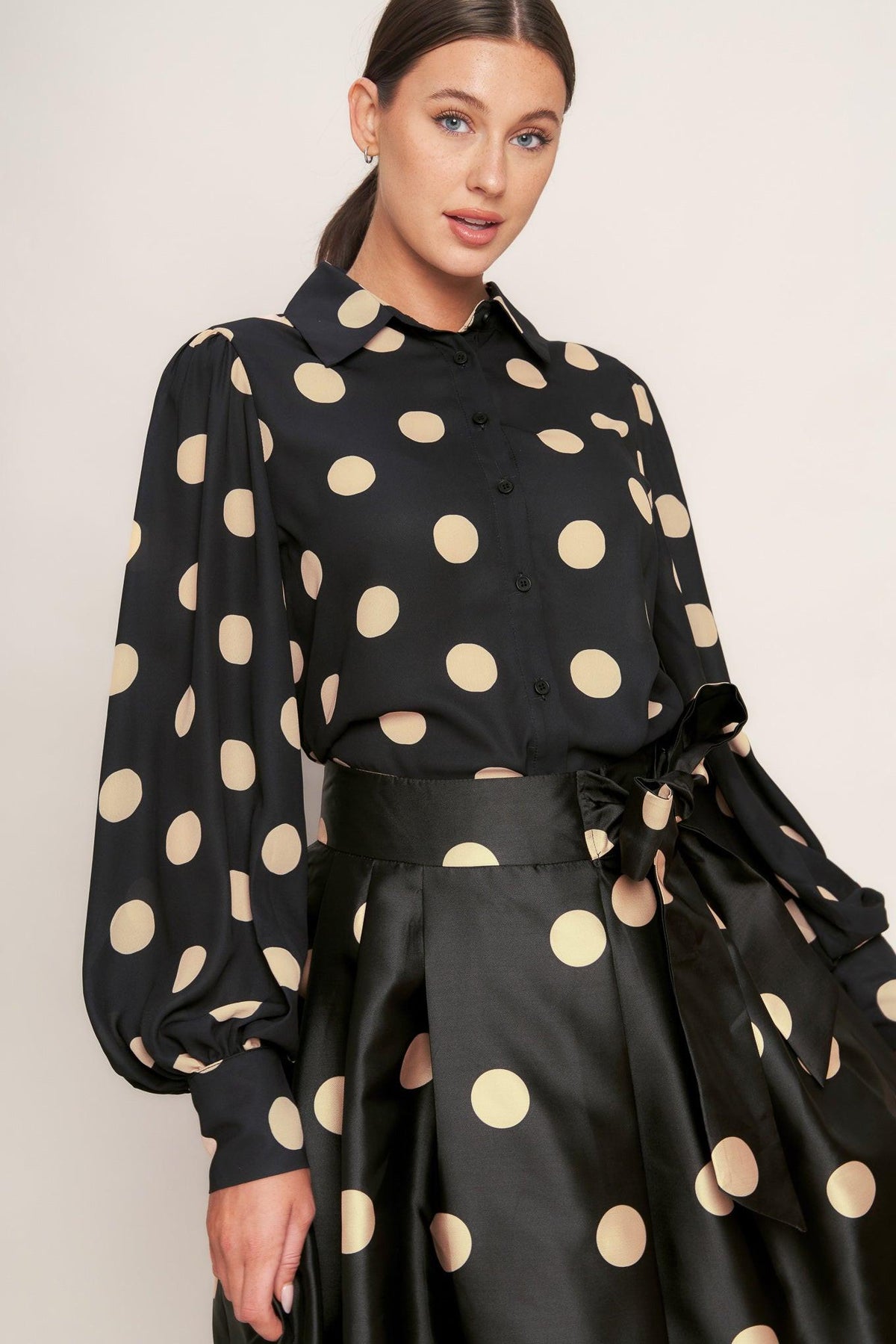 MOONLIGHT DOTS WOVEN FULL MIDI SKIRT