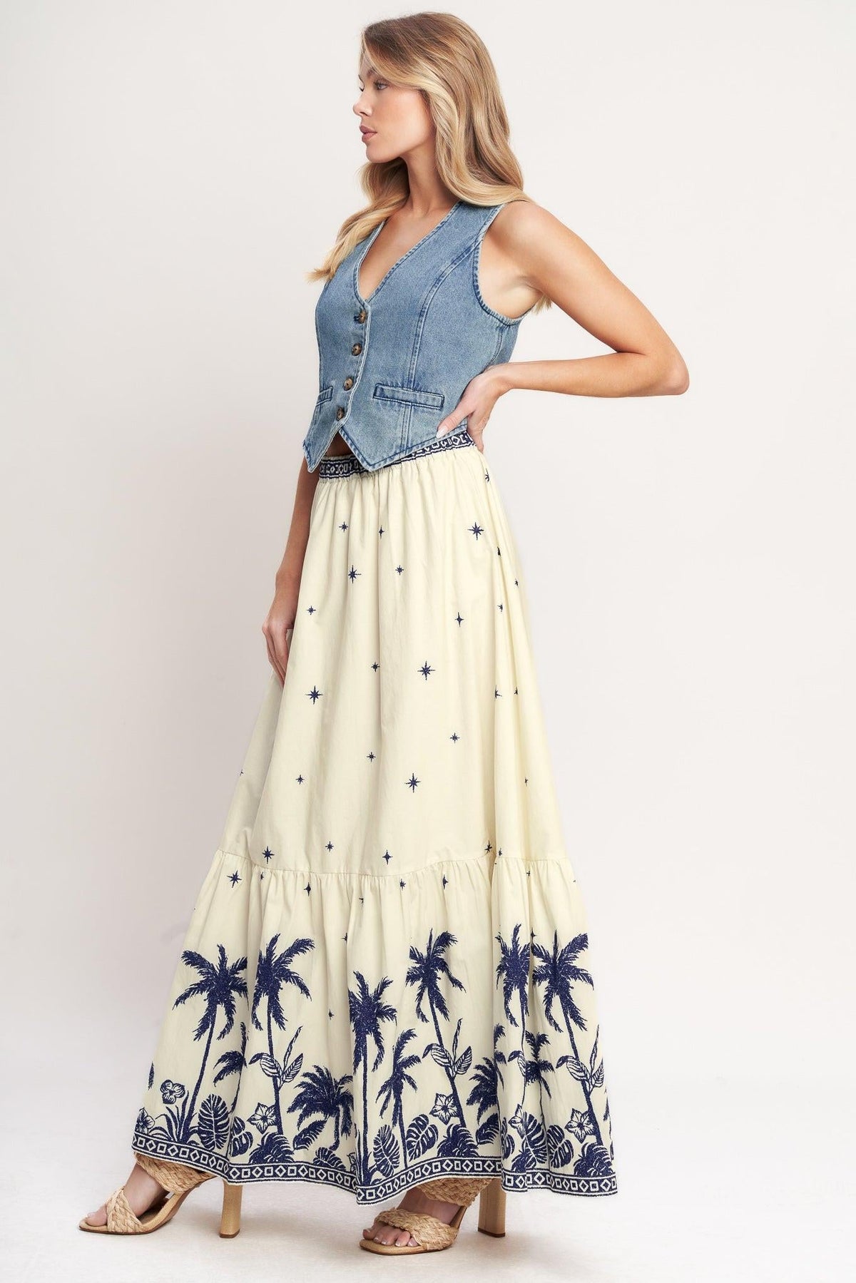 BOHO CONSTELLATION WOVEN MAXI SKIRT