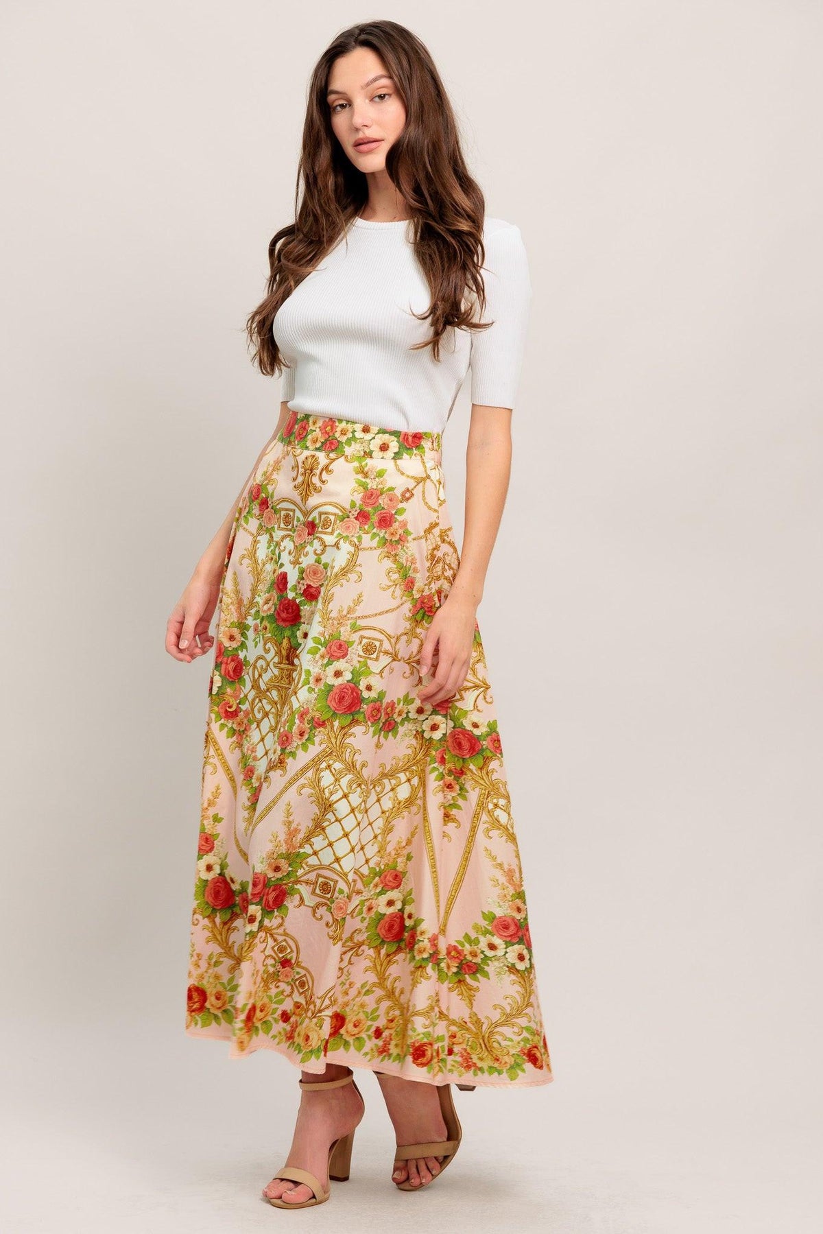 FALDA MIDI CIRCULAR TEJIDA STATEMENT PALACE ROSE