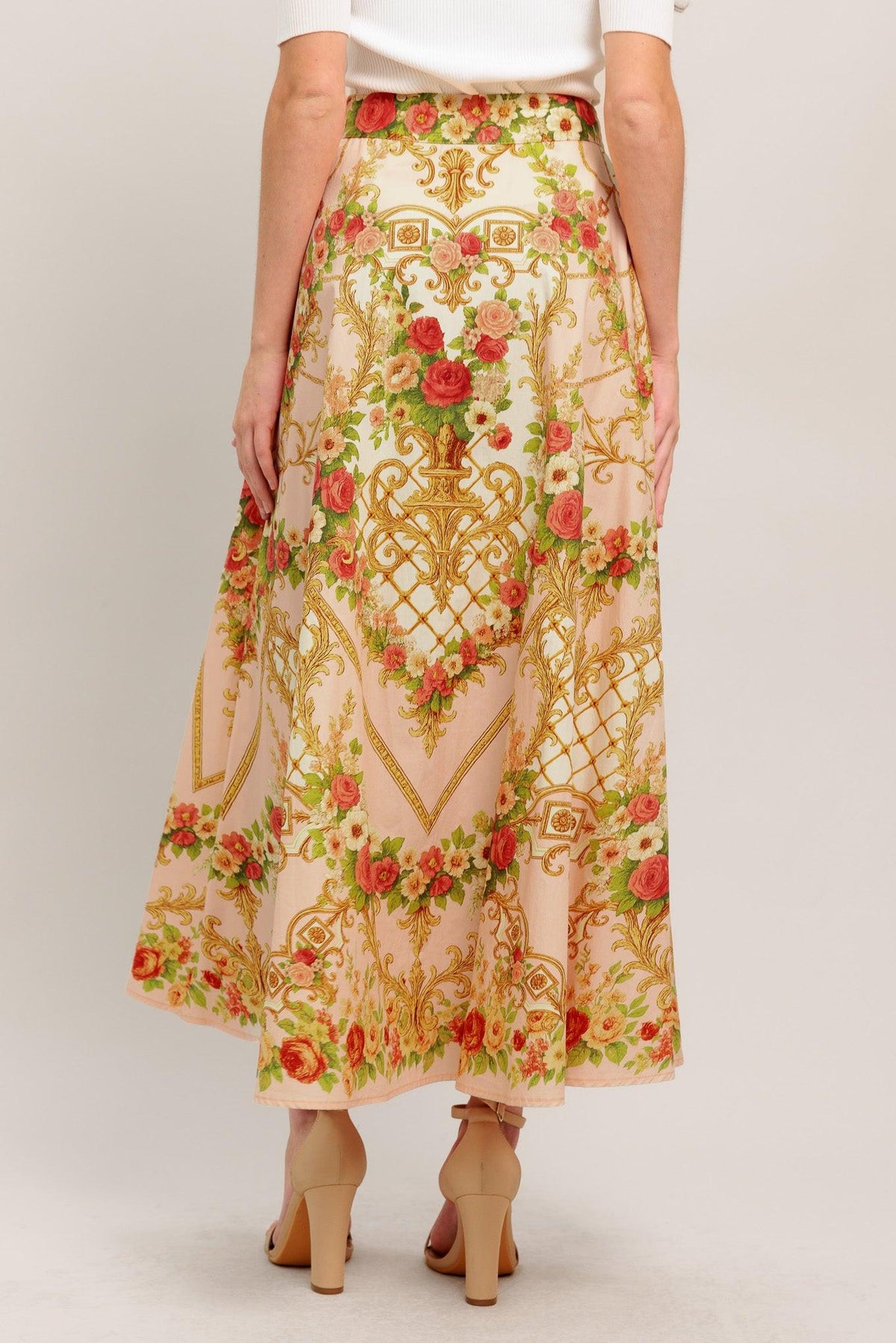 FALDA MIDI CIRCULAR TEJIDA STATEMENT PALACE ROSE