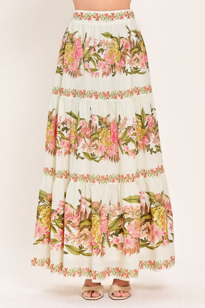 BOTANICAL ESCAPE WOVEN MAXI SKIRT