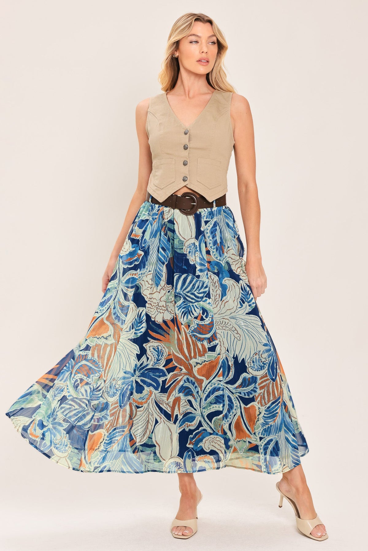 FALDA MIDI TEJIDA BLUE LAGOON