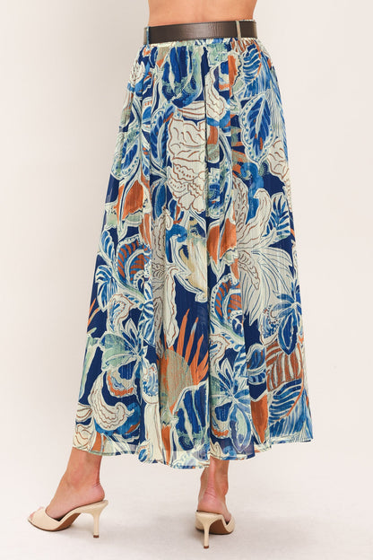 BLUE LAGOON WOVEN MIDI SKIRT