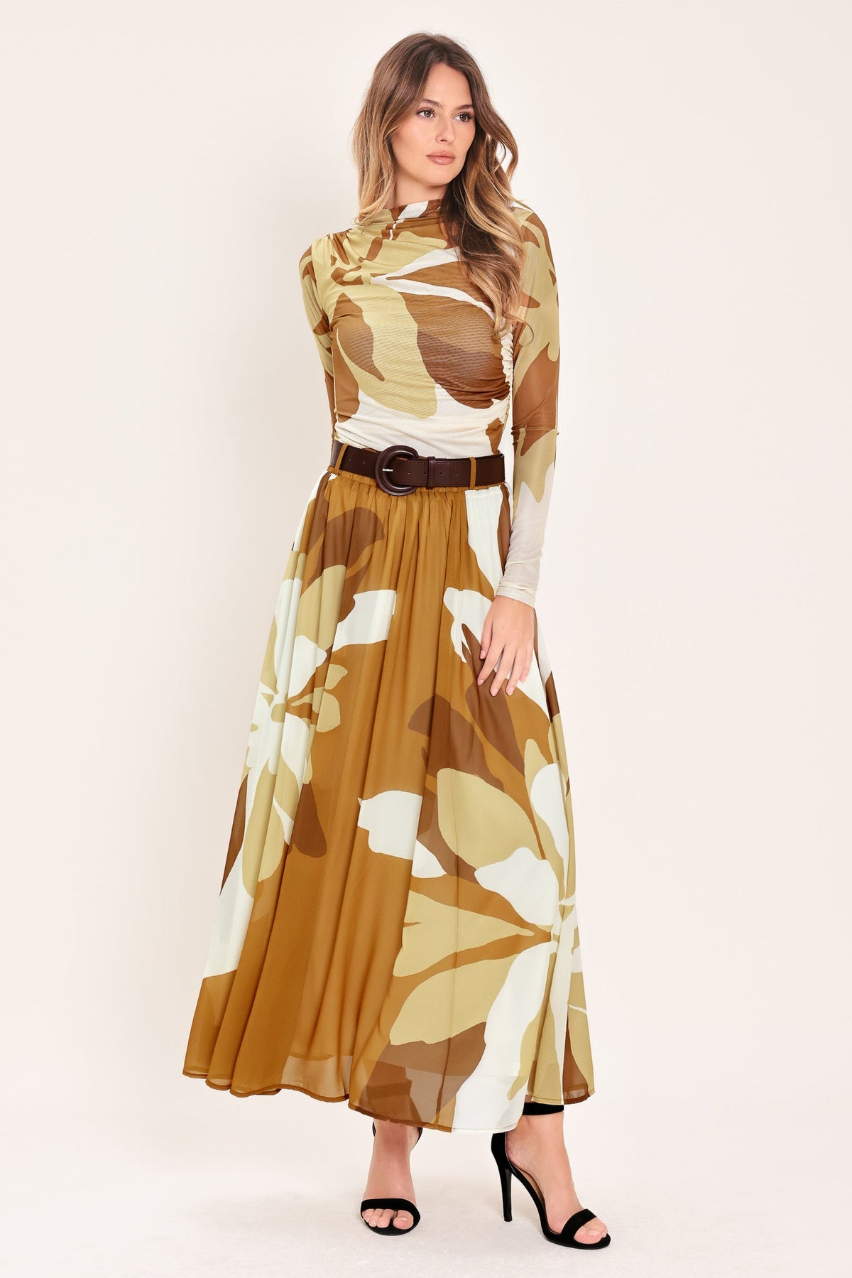 FALDA MIDI TEJIDA TOFFEE TROPICS