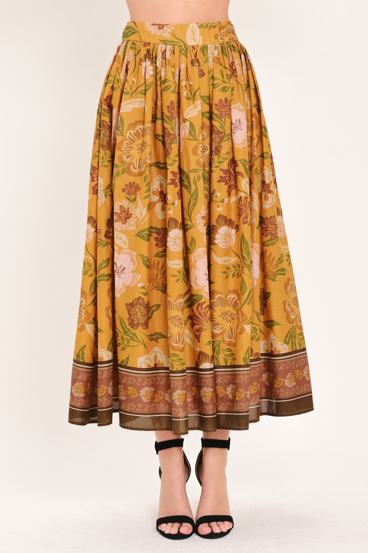 FALDA MIDI AMPLIA TEJIDA SUNSET GARDEN