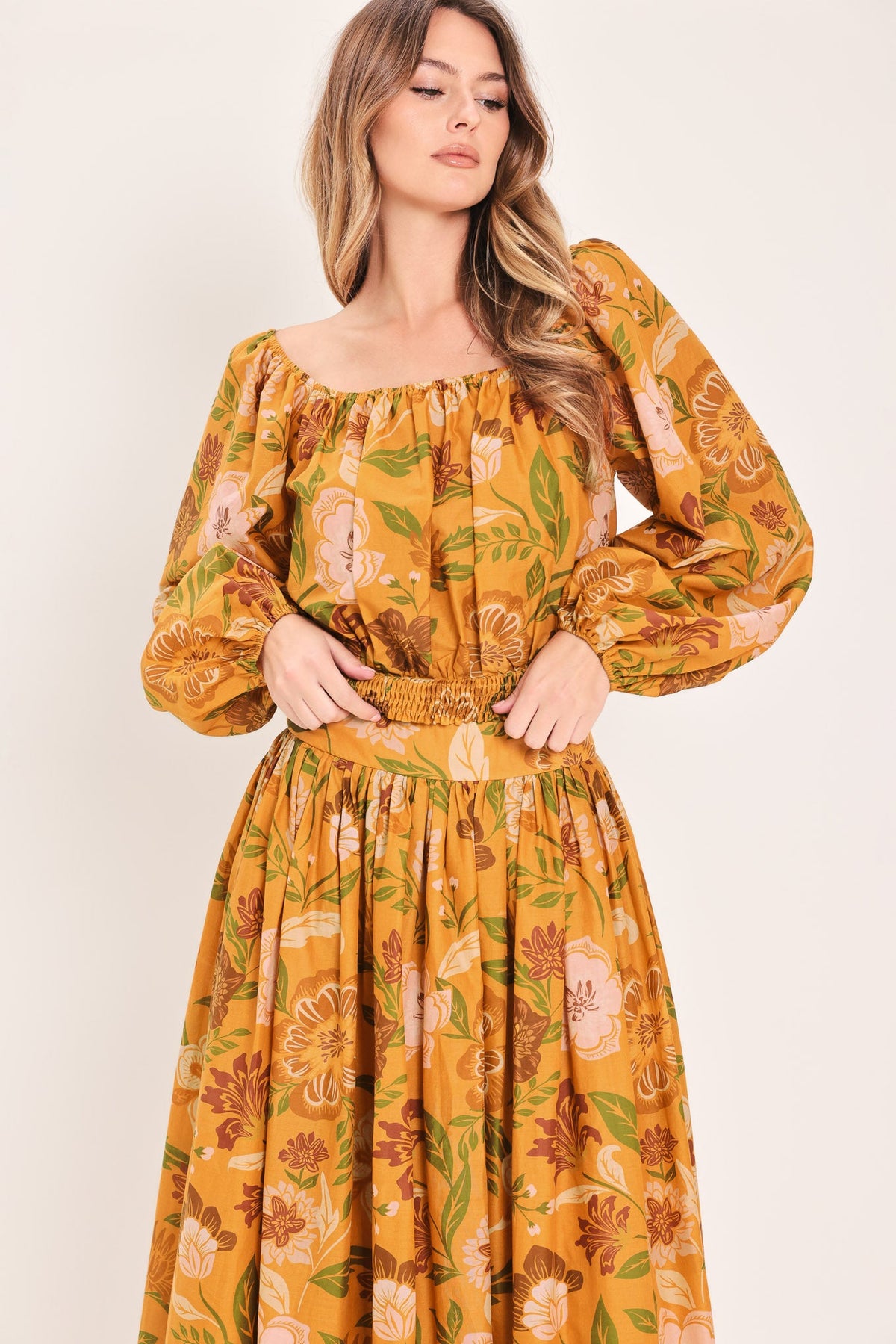FALDA MIDI AMPLIA TEJIDA SUNSET GARDEN