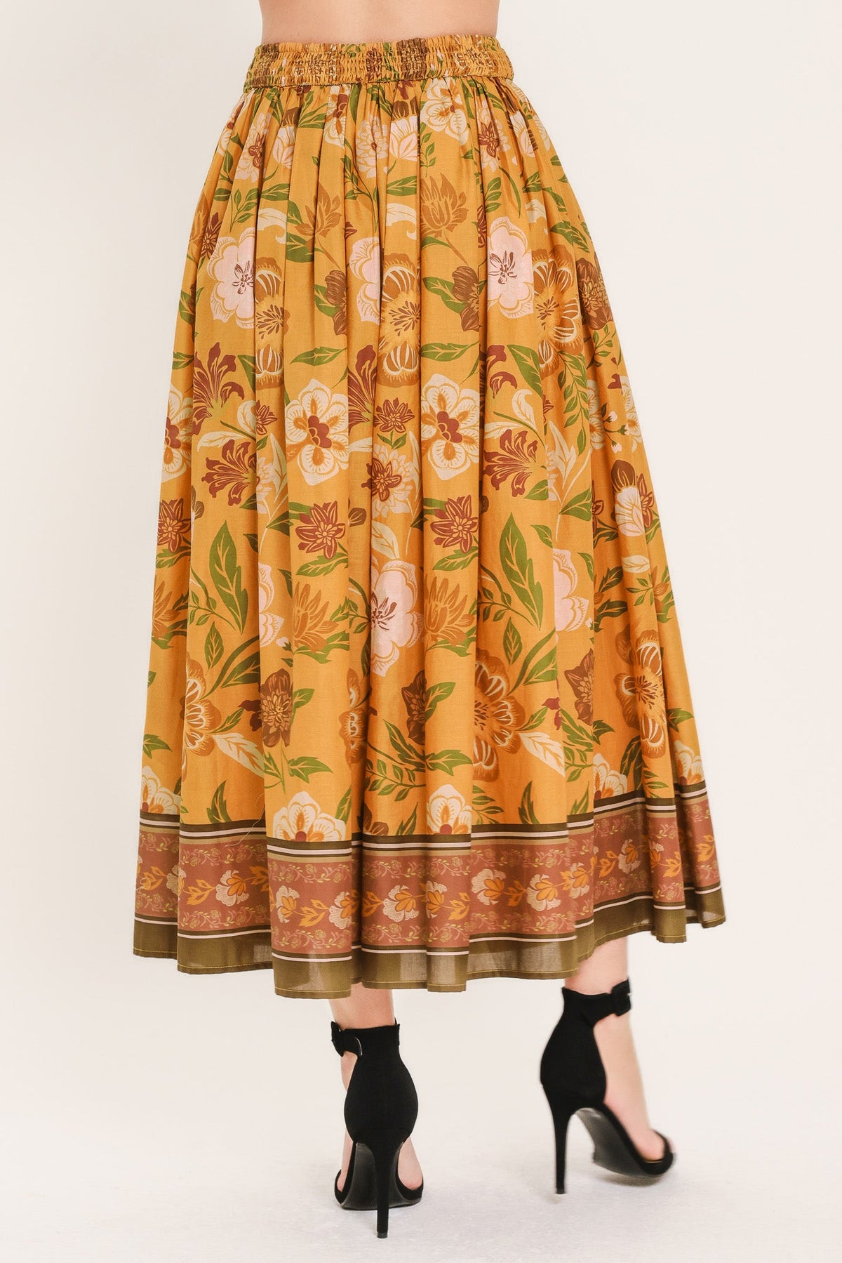 FALDA MIDI AMPLIA TEJIDA SUNSET GARDEN