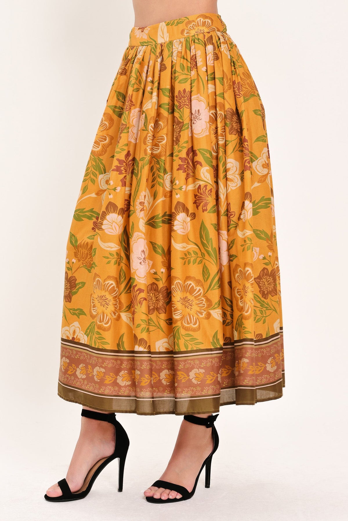 FALDA MIDI AMPLIA TEJIDA SUNSET GARDEN
