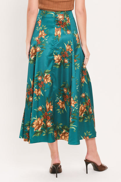 LAGOON FLOWER CHERISH WOVEN MIDI CIRCLE SKIRT